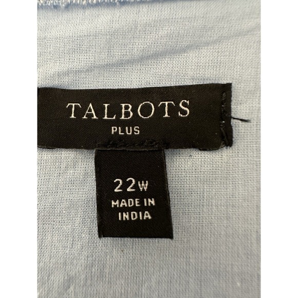 TALBOTS Womens Plus 22W Linen Shift Dress Midi Blue / White Coastal - Picture 4 of 7